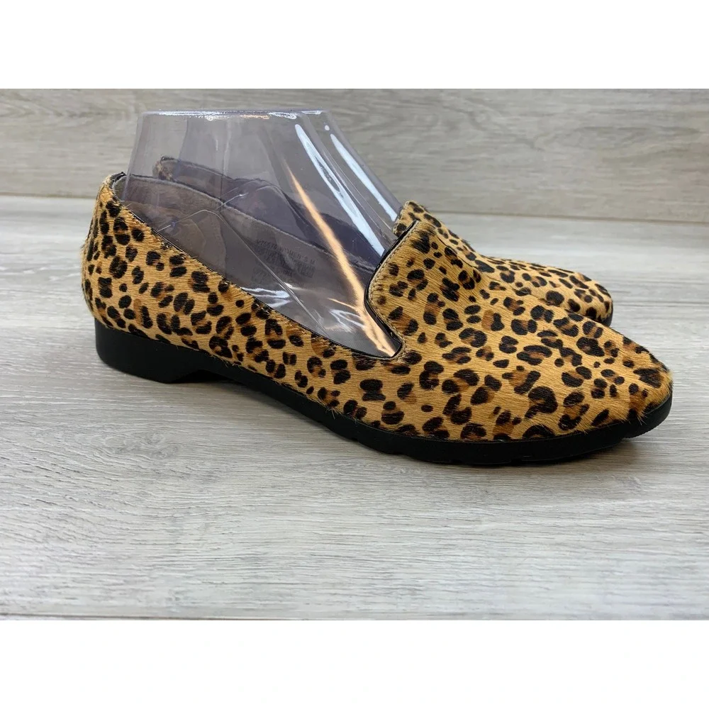 Rockport Total Motion Women's Leopard Calf Hair Loafers Brown 7 Comfort Shoes